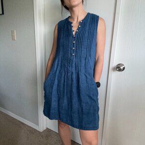 Blue Isha Dress 100% Linen